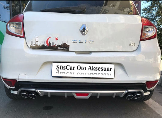Difusor con aspecto de escape de 4 salidas para parachoques Renault Clio 3 Hb