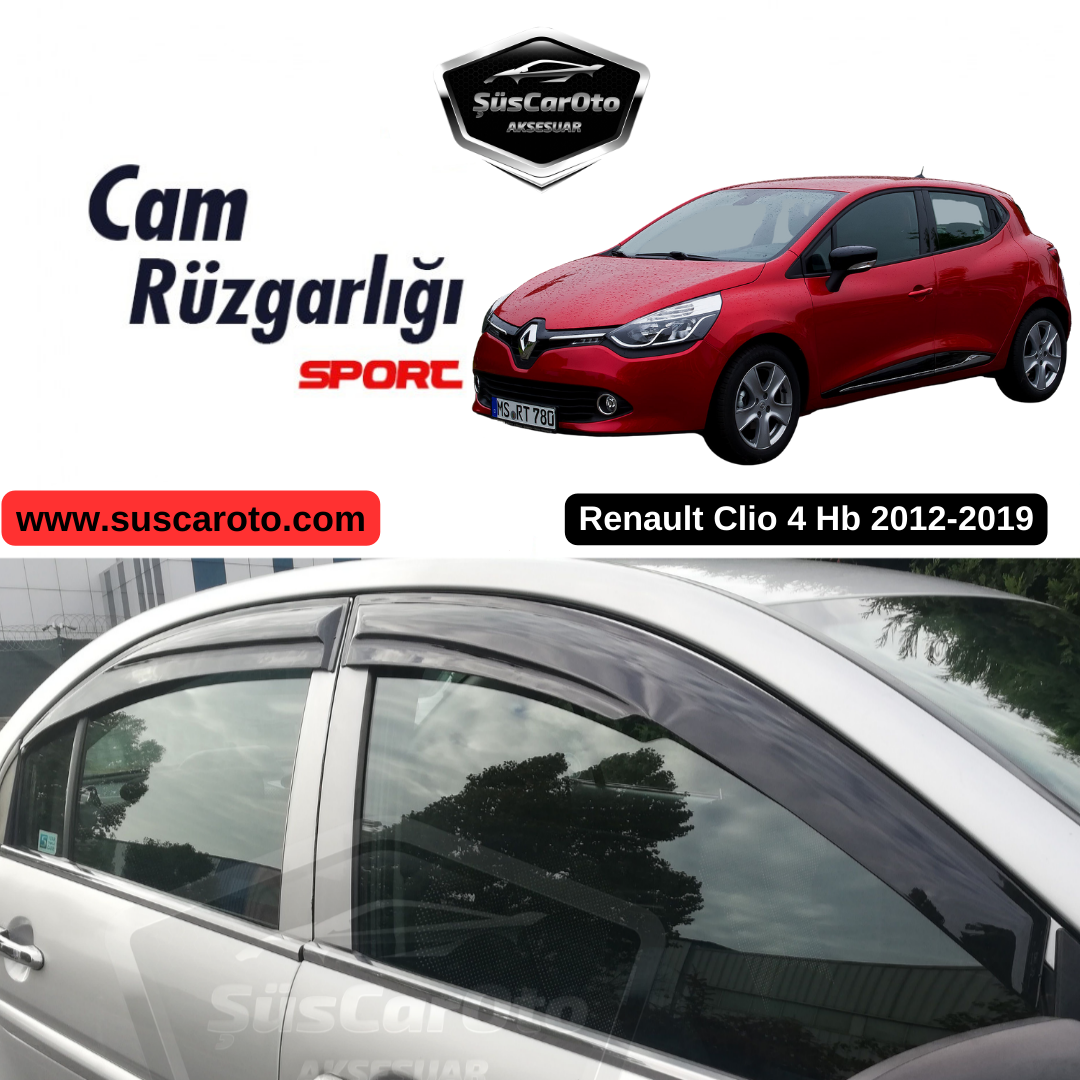 Renault Clio 4 Hb 2012-2019, juego de deflectores de ventana Mugen, negro piano, 4 piezas, importado