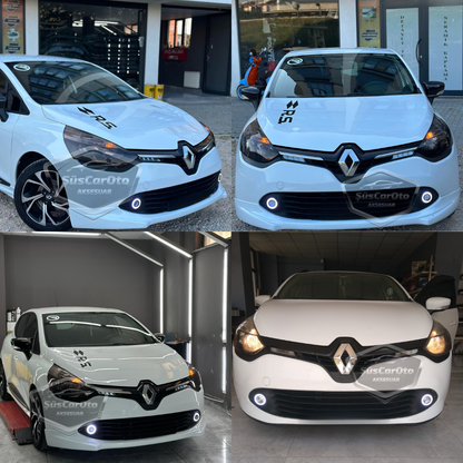 Renault Clio 4 2012-2020 Faros antiniebla universales con lente Angel Eyes de metal impermeable de 76 mm, halo blanco, luz diurna, 2 unidades