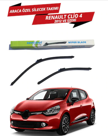 Renault Clio 4 de 2012 en adelante Juego de limpiaparabrisas delanteros Sentinel específicos para el vehículo tipo banana, izquierdo y derecho