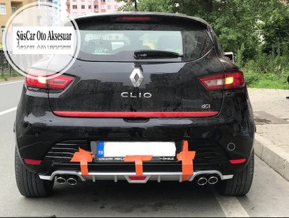 Difusor con aspecto de escape de 4 salidas para parachoques trasero Renault Clio IV