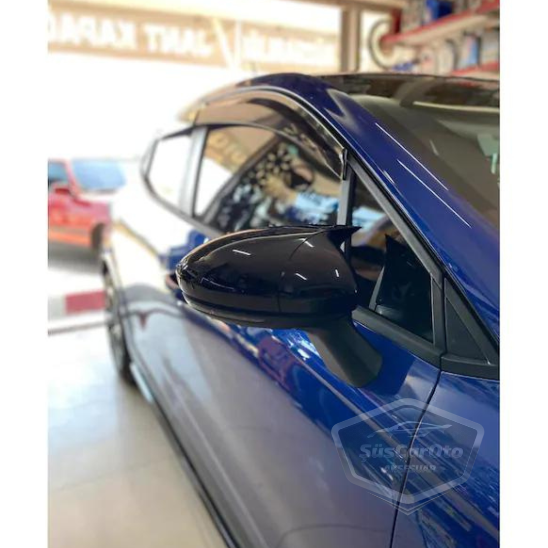 Tapa de espejo retrovisor de murciélago para Renault Clio 5 2019 en adelante, negro piano, plástico ABS