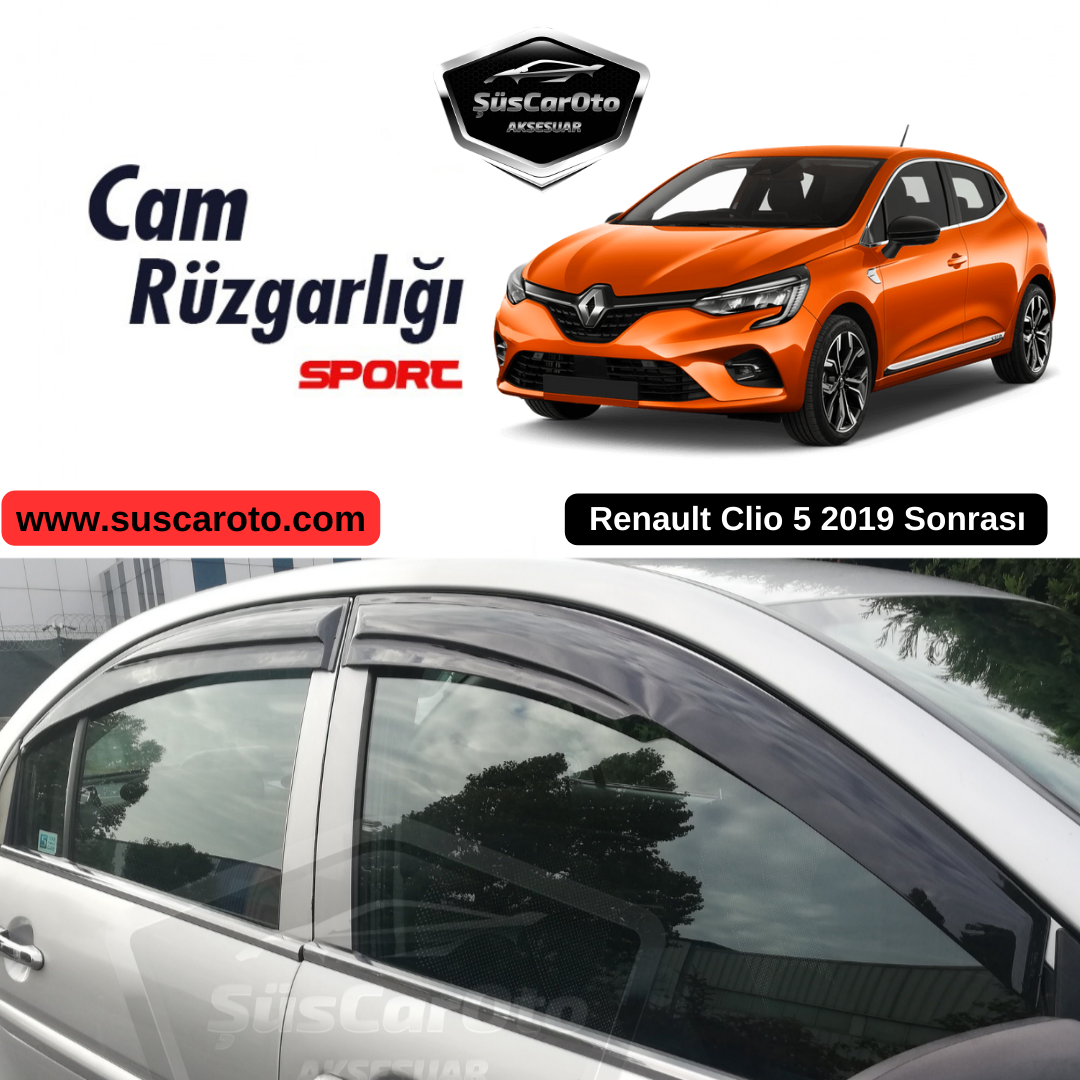 Juego de deflectores de viento Mugen para ventanas, compatibles con Renault Clio 5 de 2019 en adelante, color negro piano, 4 piezas, importado