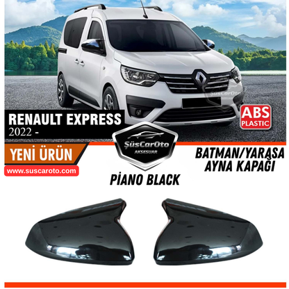 Renault Express 2022 Sonrası Uyumlu Batman Yarasa Ayna Kapağı Piano Black ABS Plastik Sağ Sol Takım