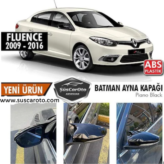 Renault Fluence 2009-2016 Cubierta de espejo lateral Batman Piano Negro Plástico ABS