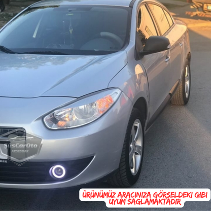 2 faros antiniebla de proyector universal con aros angel eyes de metal impermeables de 76 mm y aros amarillos compatibles con Renault Fluence 2009-2016