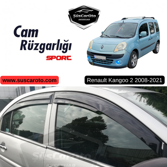 Renault Kangoo 2 2008-2021 Juego de deflectores de ventana Mugen Piano Black, 4 piezas, importado