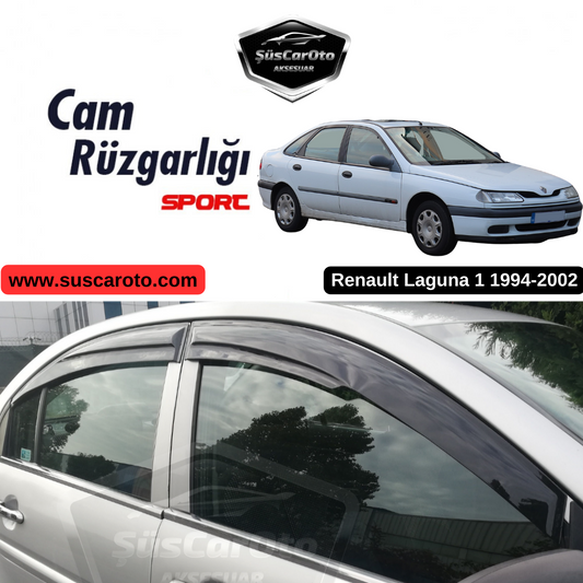 Juego de deflectores de viento Mugen para ventanas compatible con Renault Laguna 1 1994-2002, negro piano, 4 piezas, importado
