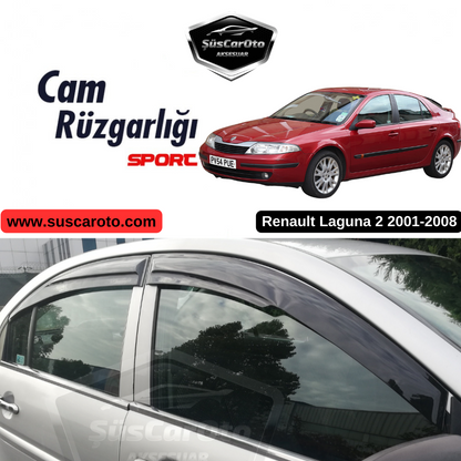 Renault Laguna 2 2001-2008 Juego de deflectores de viento para ventanillas Mugen, Piano Black, 4 unidades, importados