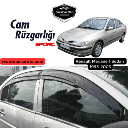 Juego de deflectores de ventana Mugen compatible con Renault Megane 1 1995-2003 Berlina, Piano Negro, 4 piezas, importado, negro brillante