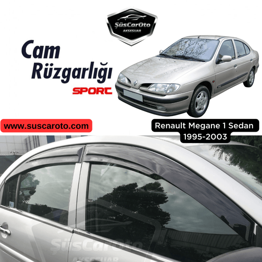 Juego de deflectores de ventana Mugen compatible con Renault Megane 1 1995-2003 Berlina, Piano Negro, 4 piezas, importado, negro brillante