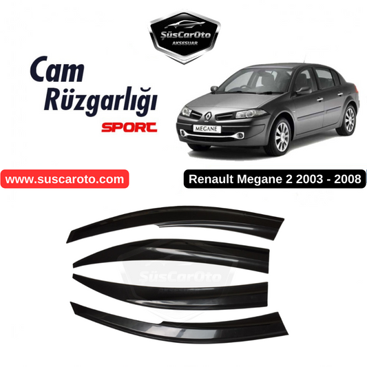 Renault Megane 2 2003-2008 Juego Deflectores de Ventana Mugen Negro Piano 4 Piezas Importado