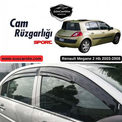 Juego de deflectores de viento Mugen para Renault Megane 2 HB 2003-2008, color negro piano, 4 unidades, importado