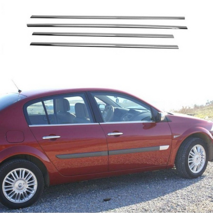 Renault Megane 2 Sedán 2004-2010 Moldura cromada para ventanas 4 puertas 4 piezas Acero inoxidable