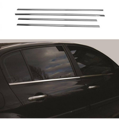 Renault Megane 2 Sedán 2004-2010 Moldura cromada para ventanas 4 puertas 4 piezas Acero inoxidable