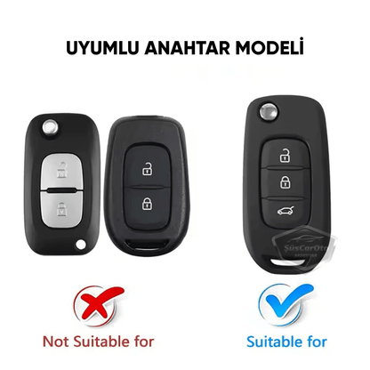 Funda de silicona para llave plegable compatible con Renault Megane 4 Clio 5 Kadjar Captur Koleos, carcasa para llave de coche, llavero amortiguador, gris titanio oscuro PNT121