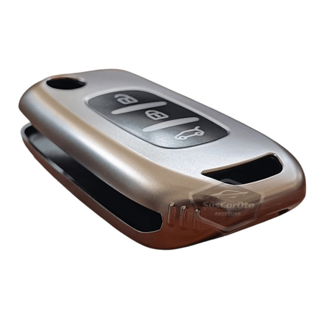 Funda de silicona para llave plegable compatible con Renault Megane 4 Clio 5 Kadjar Captur Koleos, carcasa para llave de coche, llavero amortiguador, gris titanio oscuro PNT121
