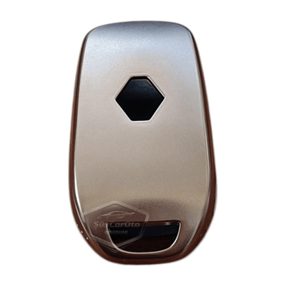 Funda de silicona para llave plegable compatible con Renault Megane 4 Clio 5 Kadjar Captur Koleos, carcasa para llave de coche, llavero amortiguador, gris titanio oscuro PNT121