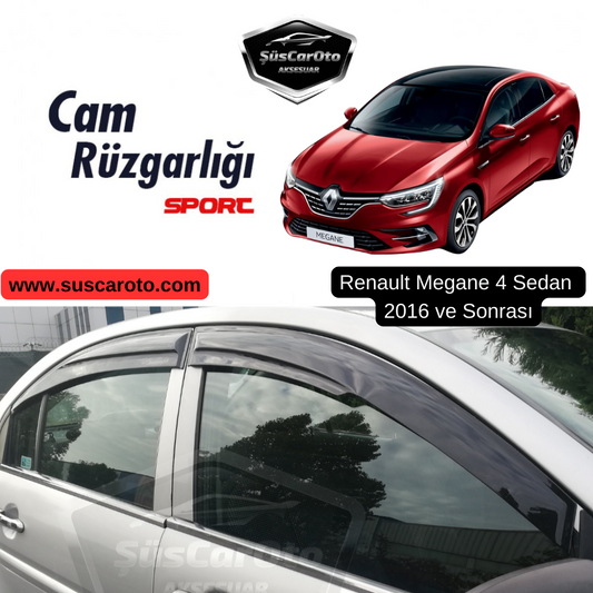 Juego de deflectores de ventana Mugen para Renault Megane 4 Sedán 2016 y posteriores, negro piano, 4 unidades, importado