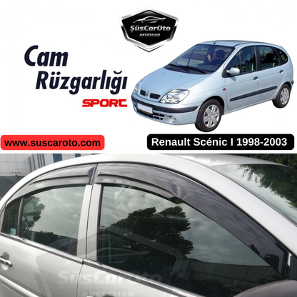 Juego de deflectores de ventana Mugen para Renault Scenic 1 1998-2003, color negro piano, 4 unidades, importado
