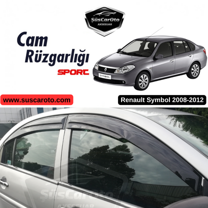 Renault Symbol 2008-2012 Juego de deflectores de ventanilla Mugen Piano Black 4 piezas importado