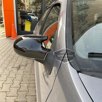 Carcasa de espejo retrovisor Batman Murciélago compatible con Renault Symbol 2008-2012 Thalia, plástico ABS negro piano