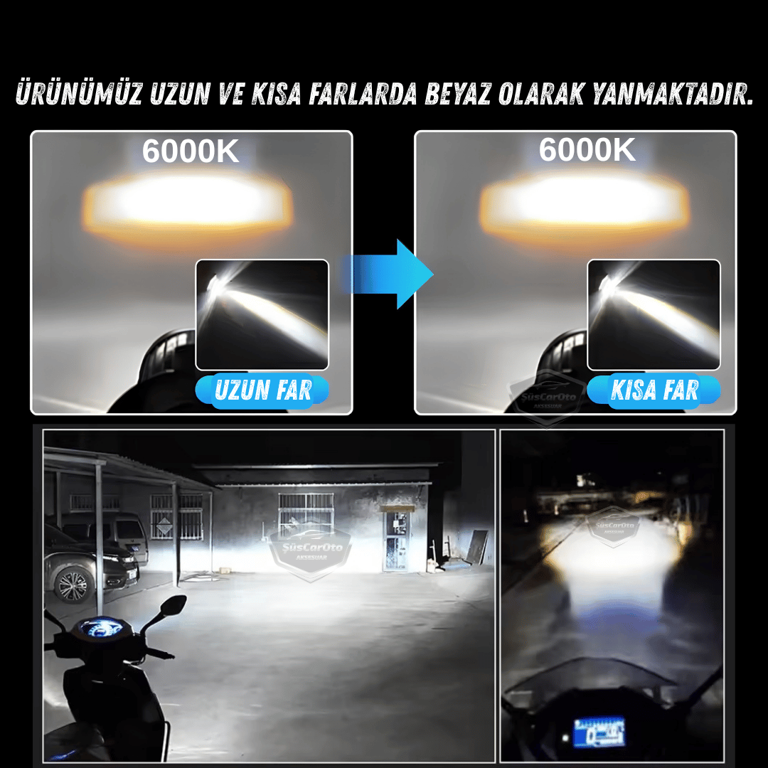 Renault Symbol 2008-2012 Thalia Uyumlu Mercekli Far Ampulü Led Xenon Beyaz Renk Far Şimşek Etkili CSP Led Lamba Uzun Kısa 2 Adet Takım