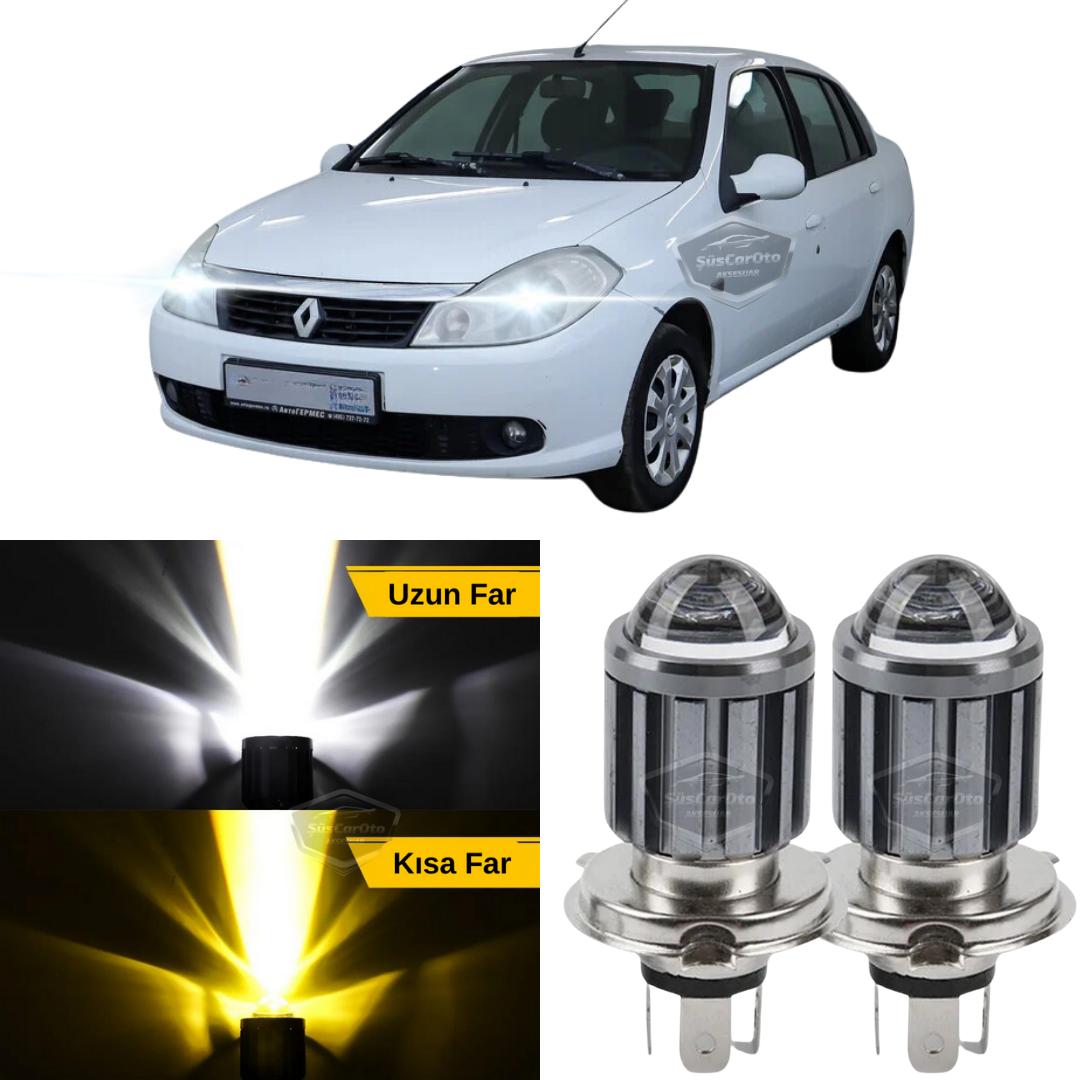 Renault Symbol 2008-2012 Thalia Compatible Lente Faro Bombilla Led Xenón Bicolor Amarillo-Blanco Faro Efecto Estroboscópico Lámpara Led CSP Largas Cortas 2 Piezas Juego