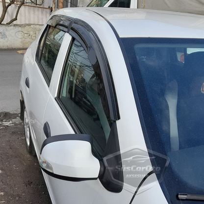 Deflectores de viento para ventanillas Mugen, color negro piano, juego de 4, compatibles con Renault Symbol 2013-2020, importado