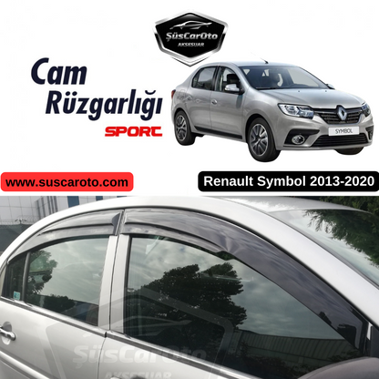Deflectores de viento para ventanillas Mugen, color negro piano, juego de 4, compatibles con Renault Symbol 2013-2020, importado