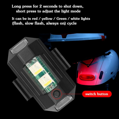 RGB Dron Bicicleta Avión Moto Automotriz Mini Estroboscópica LED Inalámbrica Recargable 1 Unidad