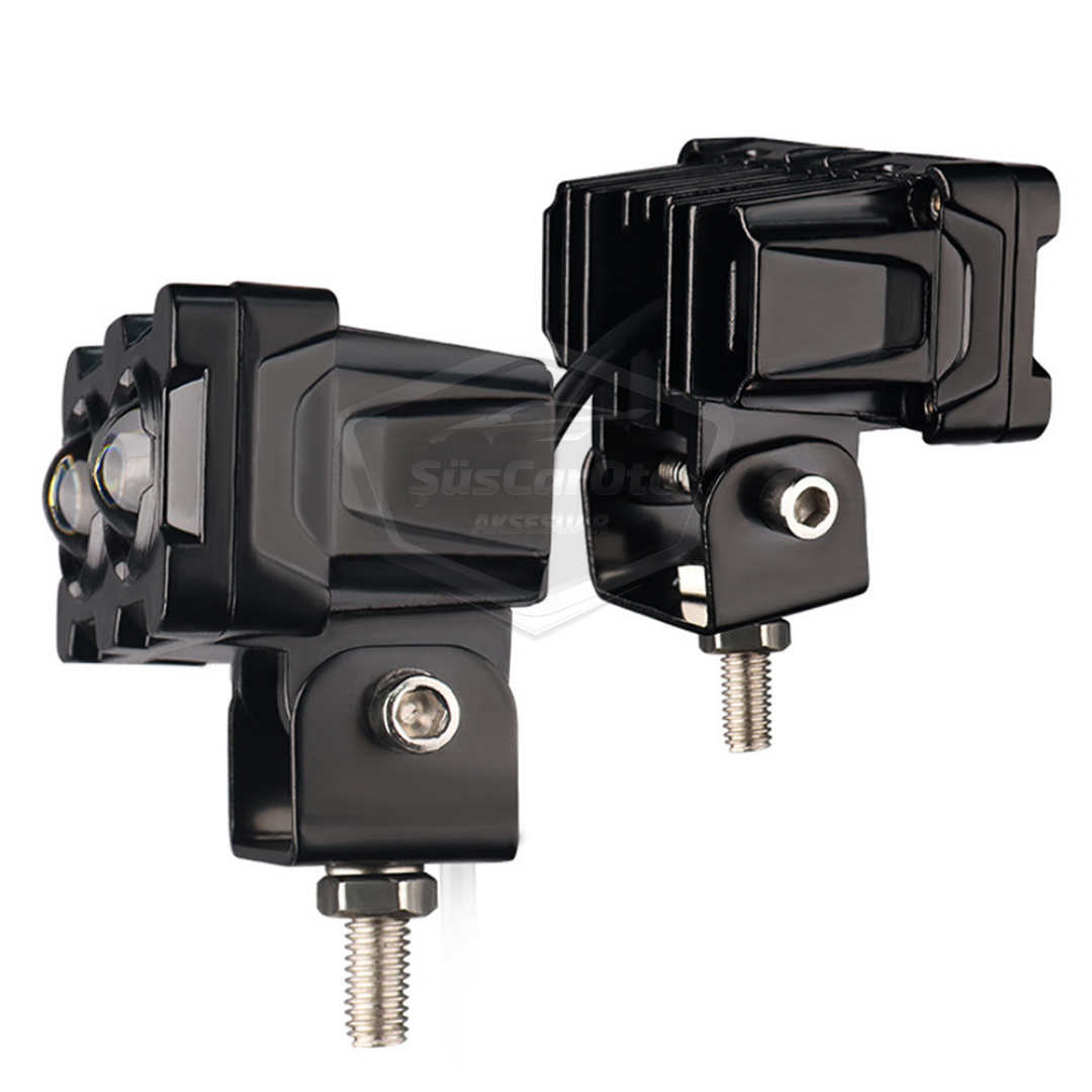 Faro antiniebla robótico bicolor amarillo-blanco, lámpara LED para coche, moto, todoterreno, proyector de doble ojo, 50W, lámpara de trabajo de metal para terrenos, 1 pieza ONG42