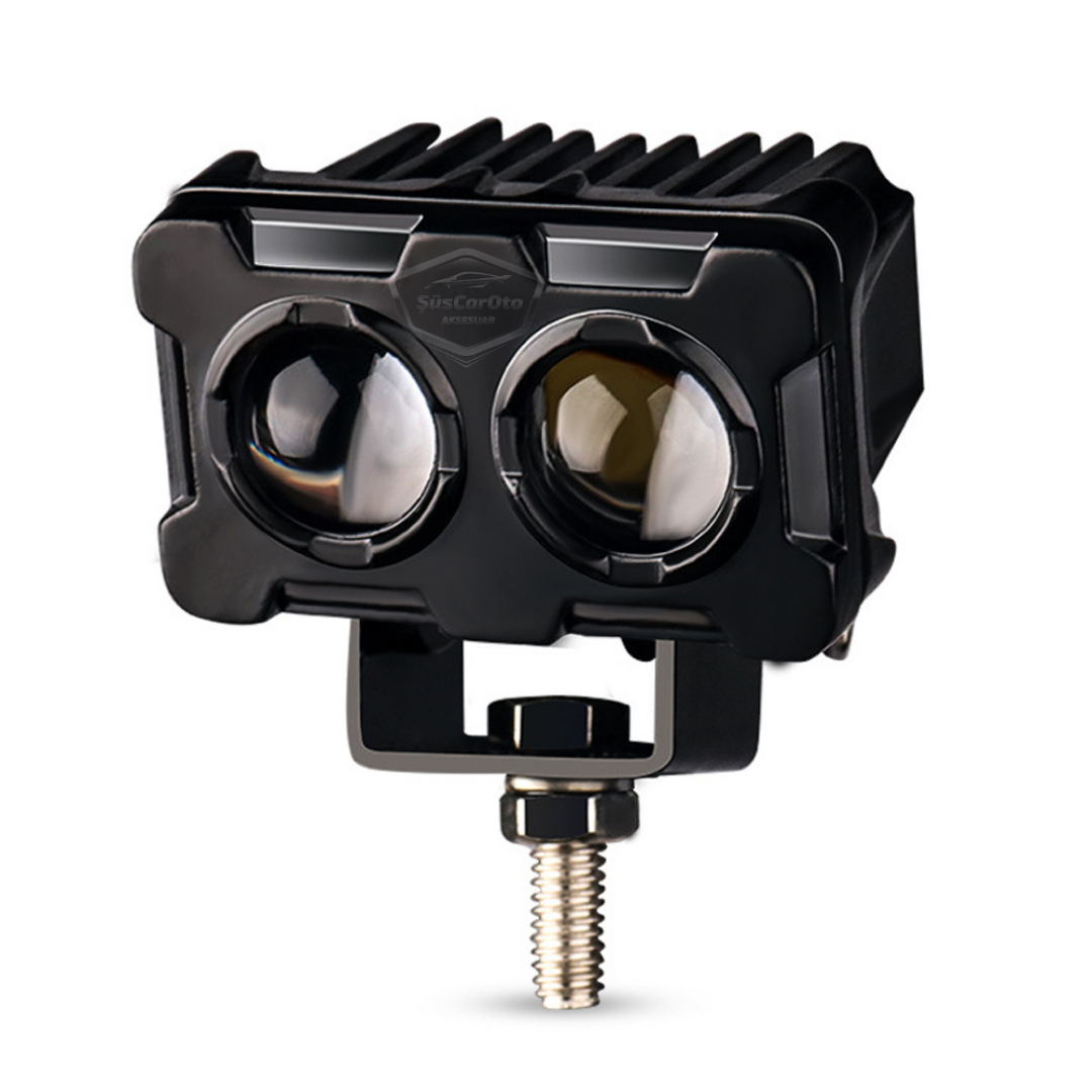 Faro antiniebla robótico bicolor amarillo-blanco, lámpara LED para coche, moto, todoterreno, proyector de doble ojo, 50W, lámpara de trabajo de metal para terrenos, 1 pieza ONG42