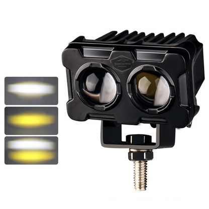 Faro antiniebla robótico bicolor amarillo-blanco, lámpara LED para coche, moto, todoterreno, proyector de doble ojo, 50W, lámpara de trabajo de metal para terrenos, 1 pieza ONG42