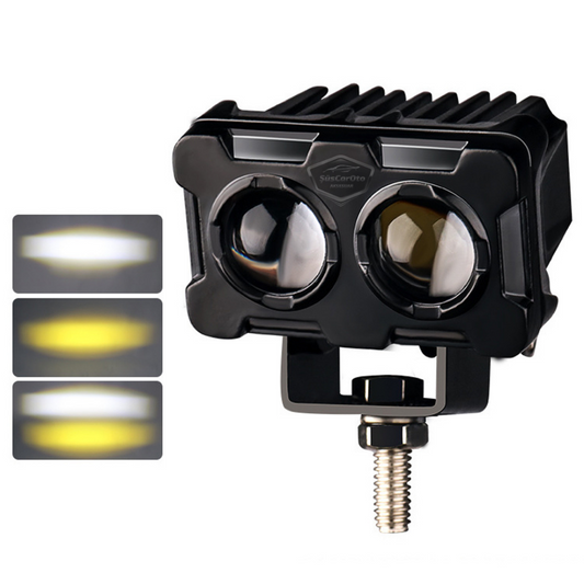 Faro antiniebla robótico bicolor amarillo-blanco, lámpara LED para coche, moto, todoterreno, proyector de doble ojo, 50W, lámpara de trabajo de metal para terrenos, 1 pieza ONG42
