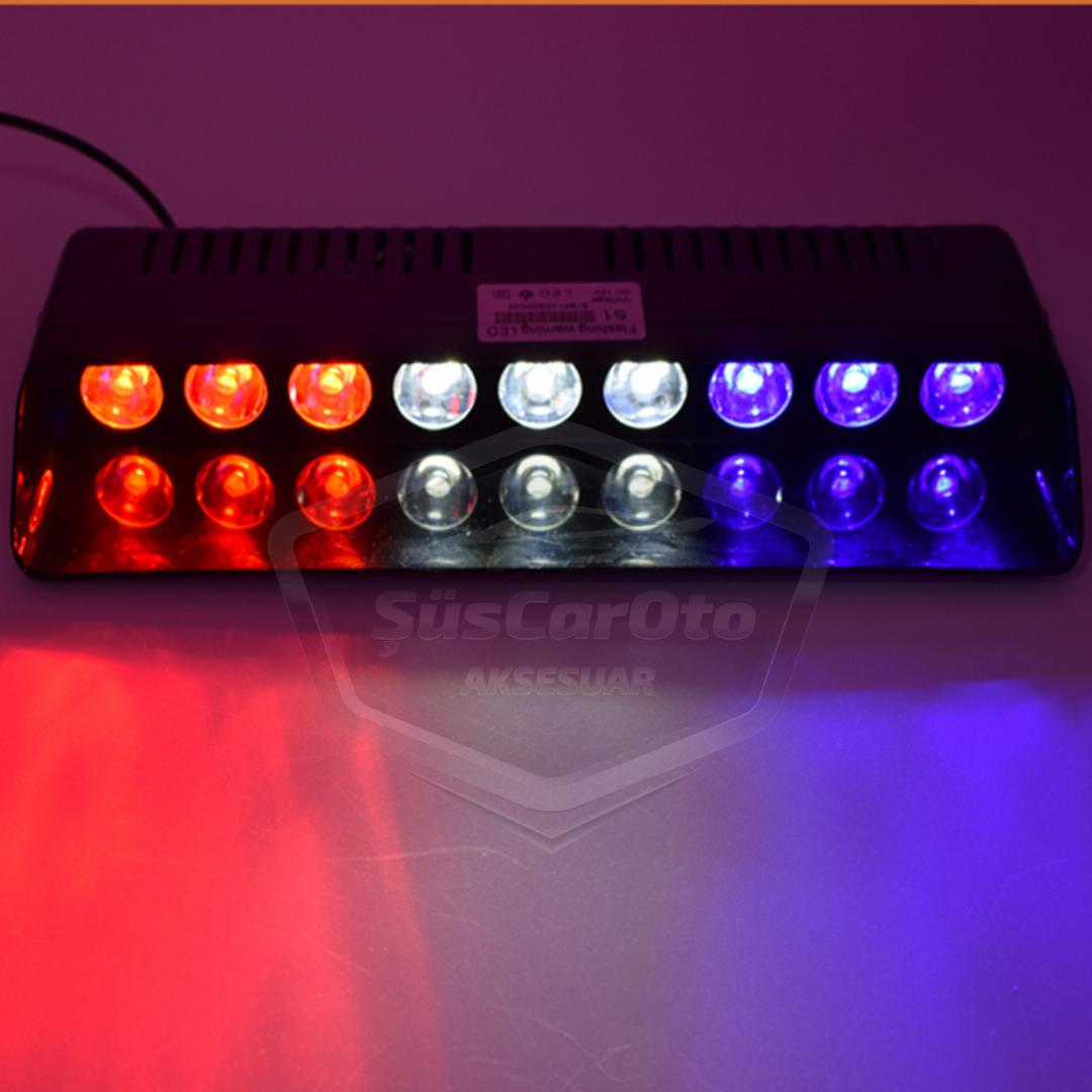 S1 Ventosa LED para ventana con mando a distancia, luz estroboscópica de policía, 9 LED, rojo, blanco y azul, 14 modos, enchufe para encendedor de cigarrillos
