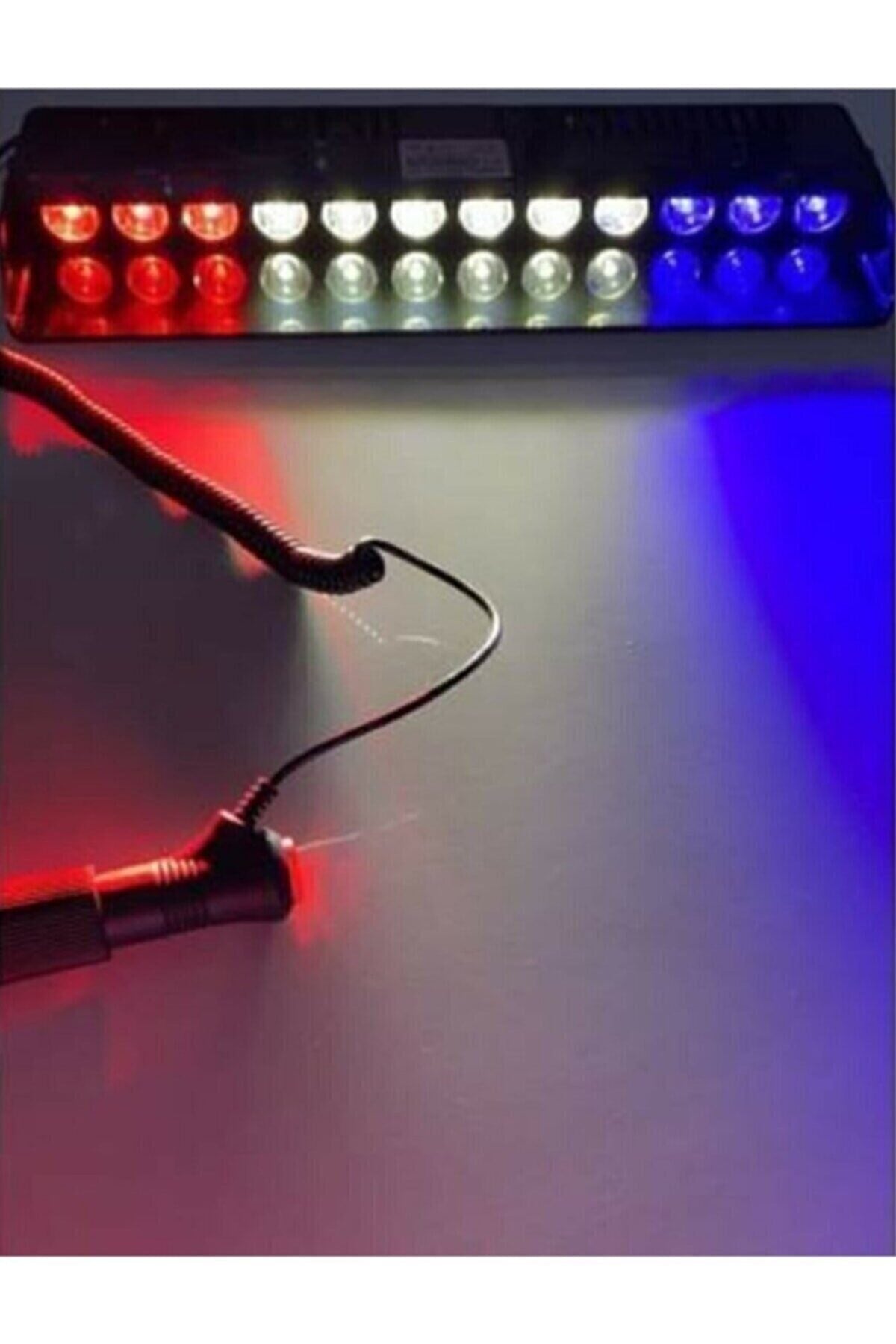 S12 Vaso de succión interior de cristal Policía Intermitente 12 LED Rojo Blanco Azul Entrada de encendedor 3 colores