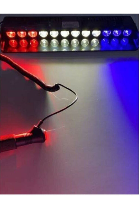 S12 Vaso de succión interior de cristal Policía Intermitente 12 LED Rojo Blanco Azul Entrada de encendedor 3 colores
