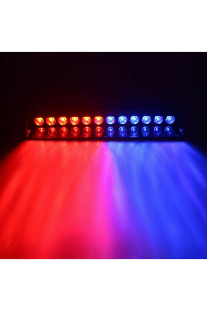 S12 Baliza Policial con Ventosas para Cristal 12 LED Rojo Azul con Conexión a Encendedor