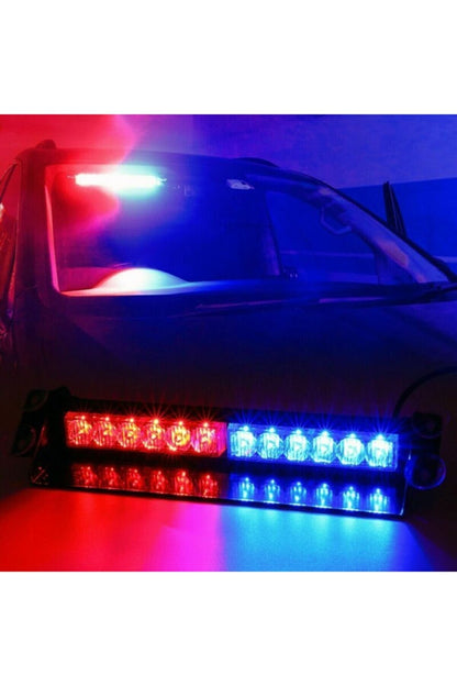 S12 Baliza Policial con Ventosas para Cristal 12 LED Rojo Azul con Conexión a Encendedor