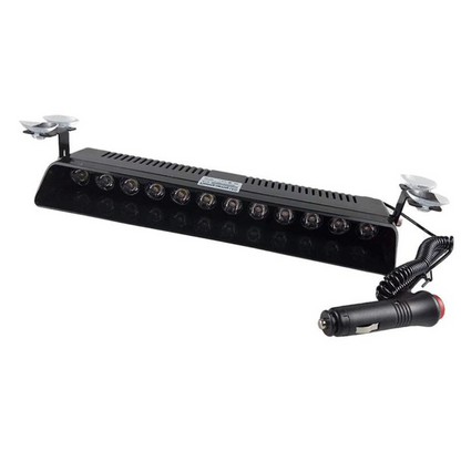 S12 Ventosa de cristal para interior de coche, baliza policial, ambulancia, luz de advertencia de 12 LED, 12 modos diferentes, azul y blanco, con entrada de encendedor de cigarrillos, 2 colores
