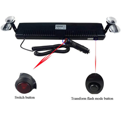 S12 Ventosa de cristal para interior de coche, baliza policial, ambulancia, luz de advertencia de 12 LED, 12 modos diferentes, azul y blanco, con entrada de encendedor de cigarrillos, 2 colores