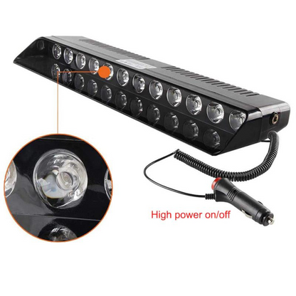 S12 Ventosa de cristal para interior de coche, baliza policial, ambulancia, luz de advertencia de 12 LED, 12 modos diferentes, azul y blanco, con entrada de encendedor de cigarrillos, 2 colores