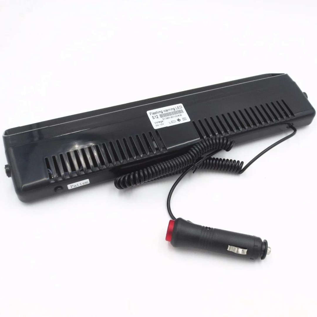 S12 Ventosa de cristal para interior de coche, baliza policial, ambulancia, luz de advertencia de 12 LED, 12 modos diferentes, azul y blanco, con entrada de encendedor de cigarrillos, 2 colores