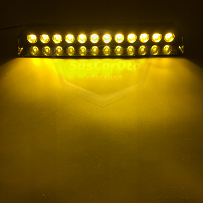 S12 Lámpara de emergencia para ambulancia y bomberos con ventosa interior de cristal, 12 LEDs, 12 modos diferentes, color ámbar, con conexión para encendedor de coche.