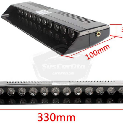 S12 Lámpara de emergencia para ambulancia y bomberos con ventosa interior de cristal, 12 LEDs, 12 modos diferentes, color ámbar, con conexión para encendedor de coche.