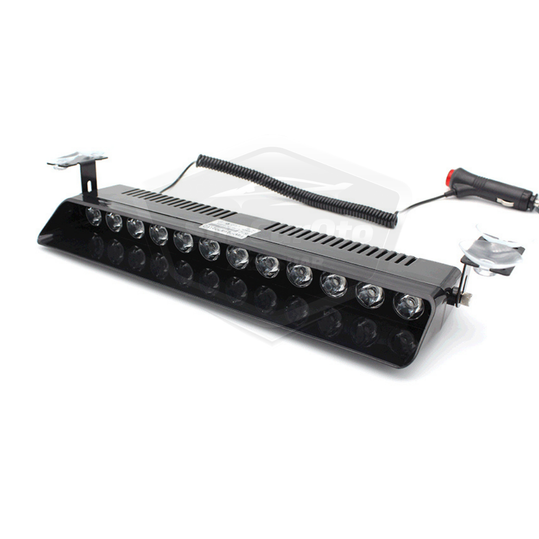 S12 Lámpara de emergencia para ambulancia y bomberos con ventosa interior de cristal, 12 LEDs, 12 modos diferentes, color ámbar, con conexión para encendedor de coche.