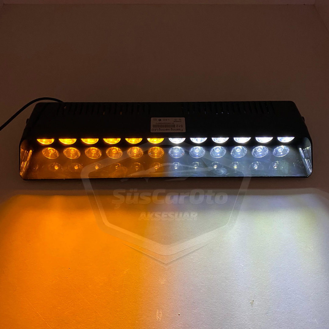 S12 Ventosa de cristal para ambulancia, bomberos, luz estroboscópica, 12 ledes, 12 modos diferentes, amarillo/blanco, conexión de mechero