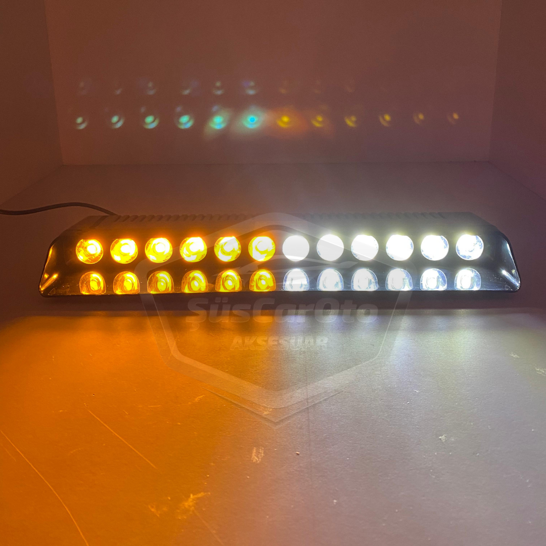 S12 Ventosa de cristal para ambulancia, bomberos, luz estroboscópica, 12 ledes, 12 modos diferentes, amarillo/blanco, conexión de mechero