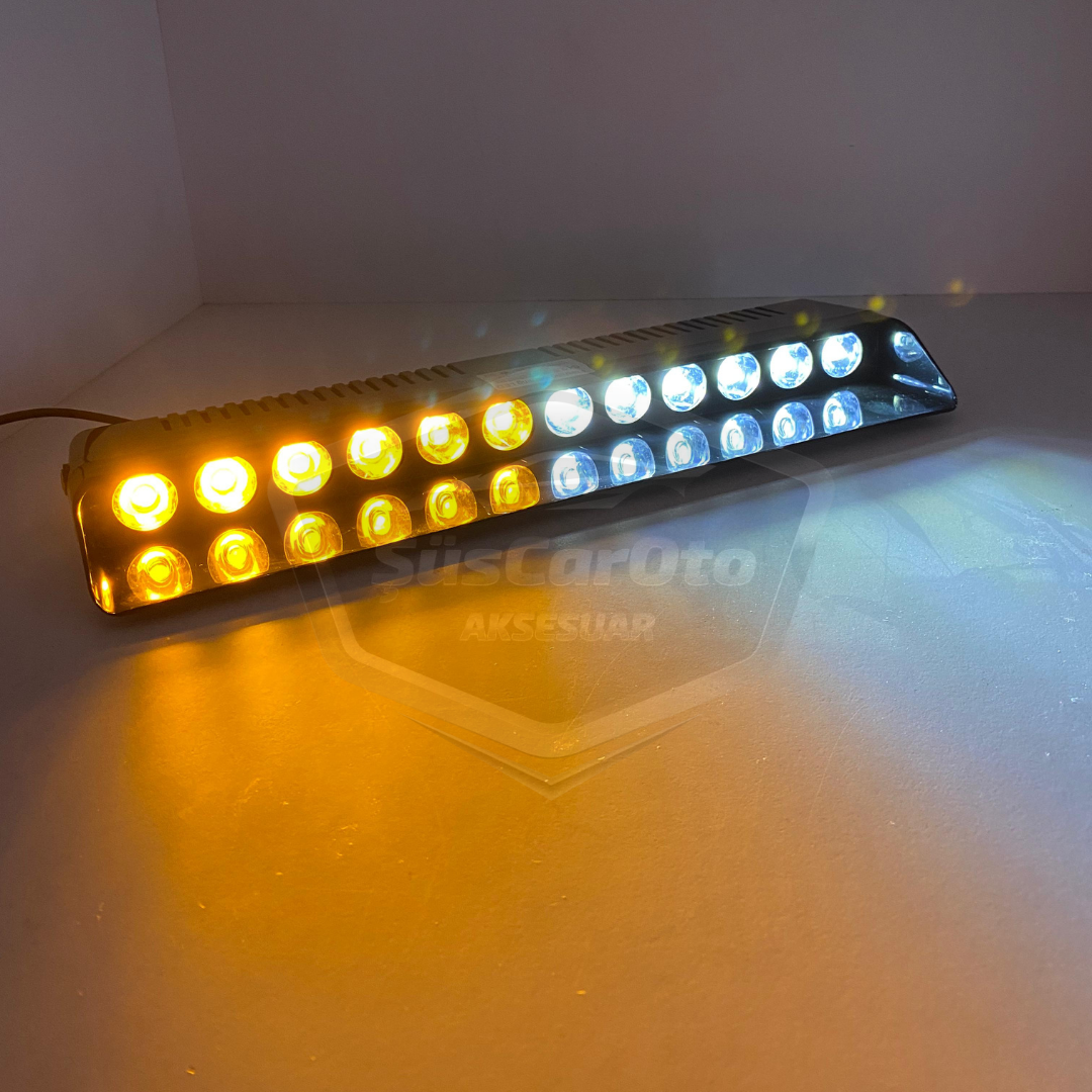 S12 Ventosa de cristal para ambulancia, bomberos, luz estroboscópica, 12 ledes, 12 modos diferentes, amarillo/blanco, conexión de mechero